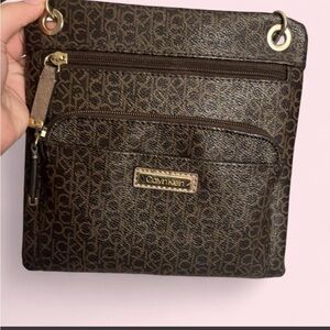 Calvin Klein Monogrammed Brown Crossbody Bag